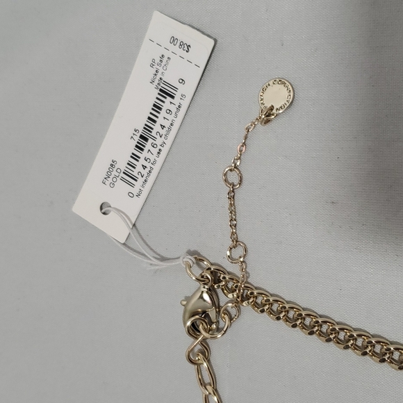 French connection gold mix chain pin circle chain long necklace - Picture 6 of 6